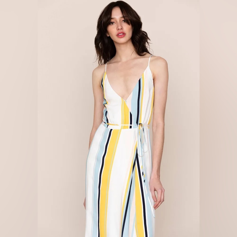 Rush Hour Maxi Yumi Kim blue yellow white stripes Rayon NWT size xs Extra Small - Picture 5 of 9